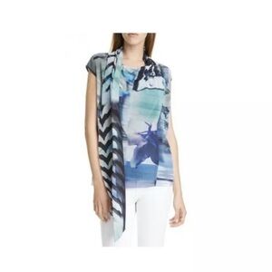 NWT Fuzzi floral drape top size medium Y2K whimsy core semi sheer mesh